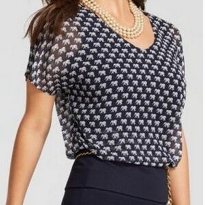 EUC CAbi Elephant March Top Navy White Size Medium